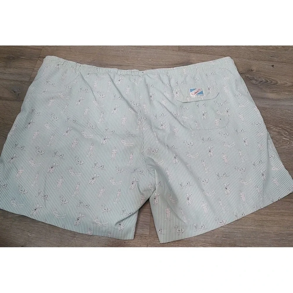 Bermies Swim Trunks Sz XXL Striped‎ Print Mesh Lined Beach Shorts Coastal Retro